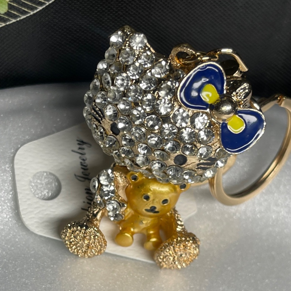 Gold and Silver Crystal Bear Key Holder